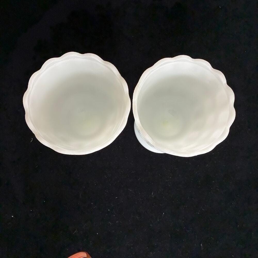 E.O.Brody Milk glass 2 Vases Planters Urns Goblets Vintage 6" tall retro boho - Picture 8 of 10